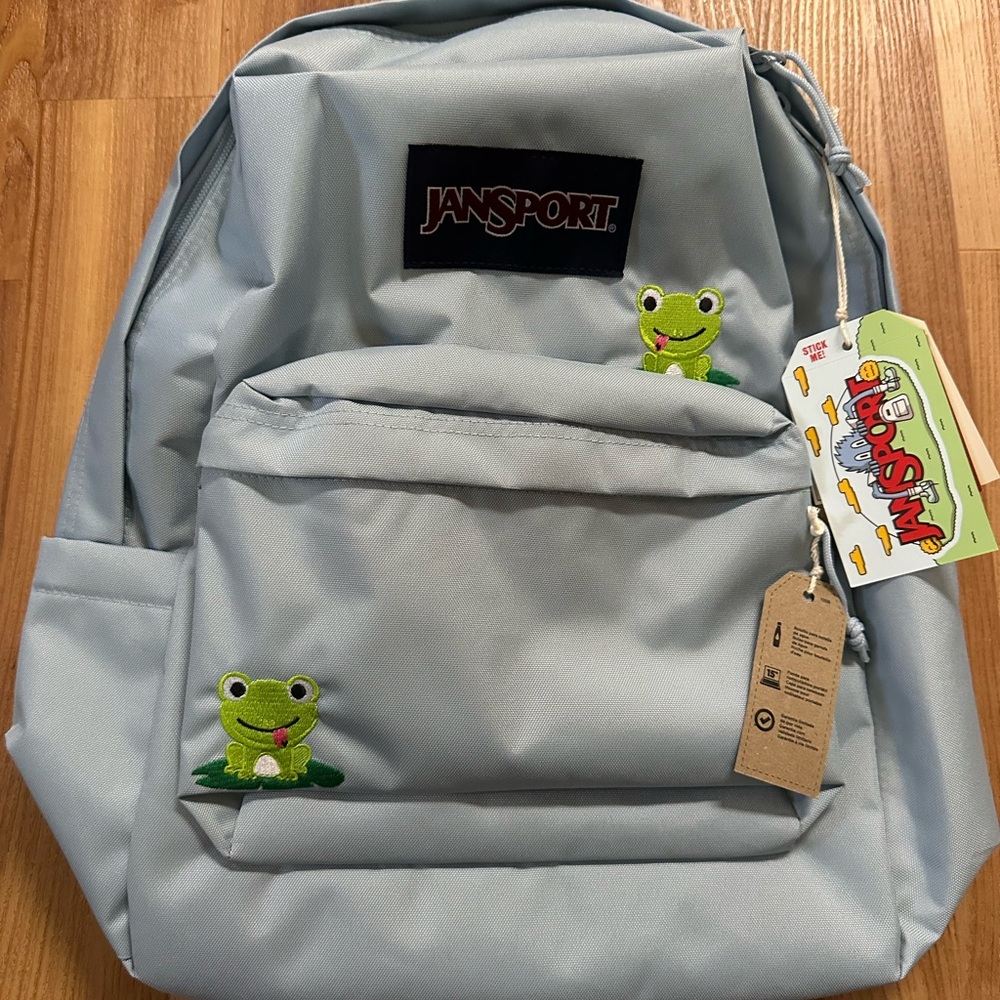 JanSport Kids Backpack with Frog Design - Light Blue